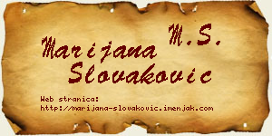 Marijana Slovaković vizit kartica